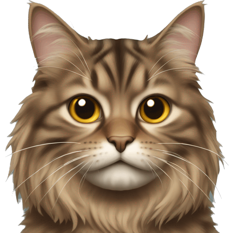 Long haired brown tabby cat with an annoyed expression on its face  emoji