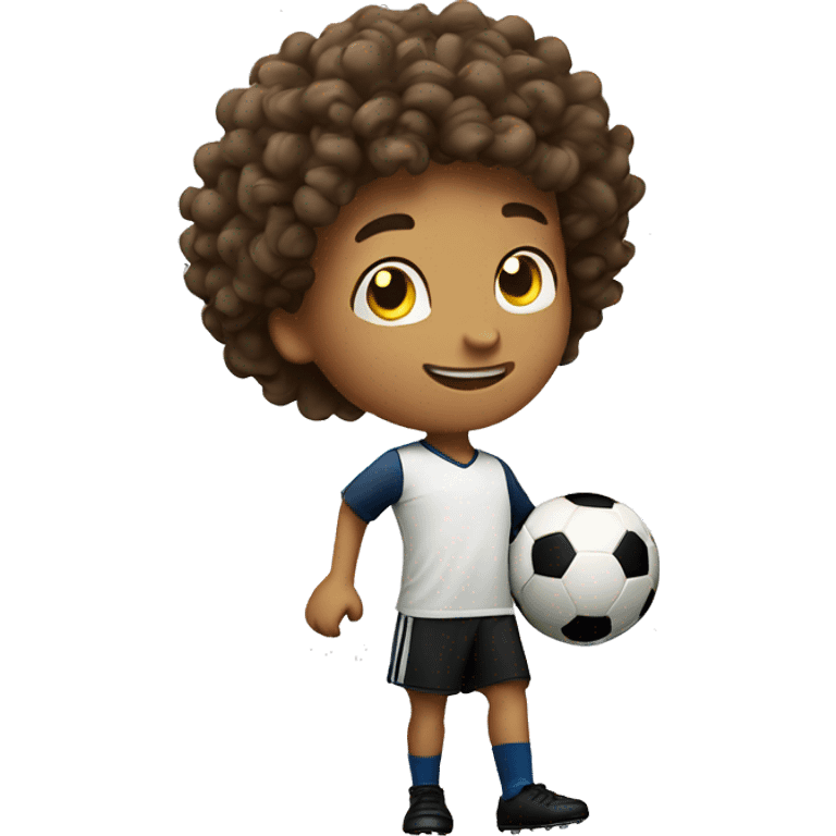 Curly boy balancing a soccer ball emoji