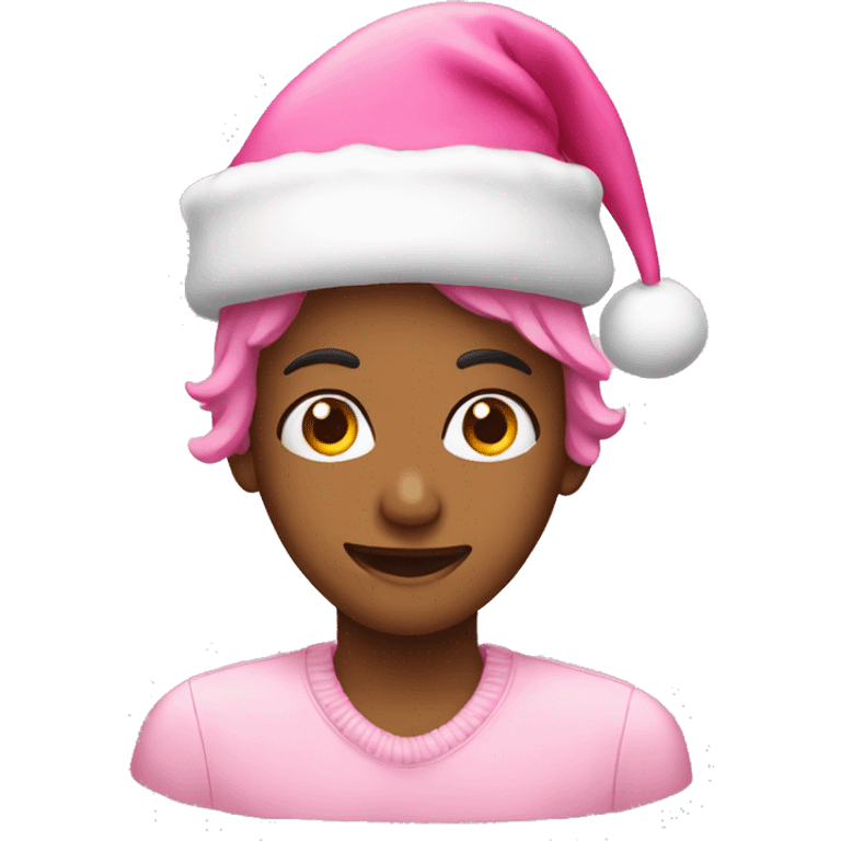 dear with  pink christmas hat emoji