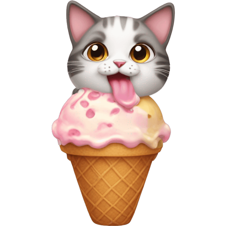 Baby cat with ice cream  emoji