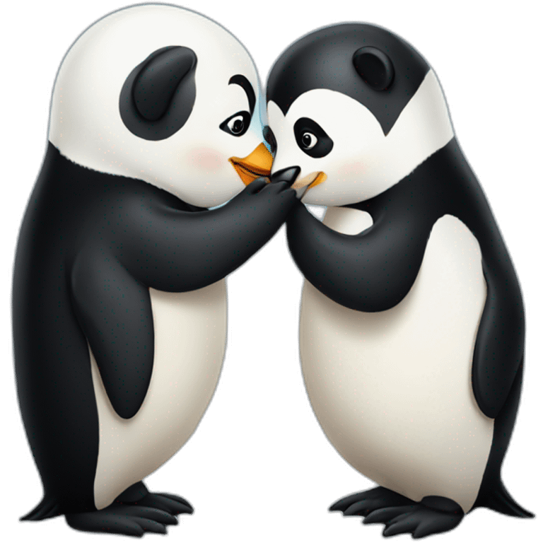 penguin kissing panda emoji