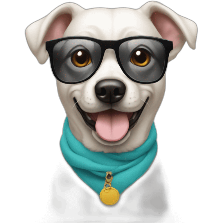 A dog wearing swag glasses with bhide  emoji