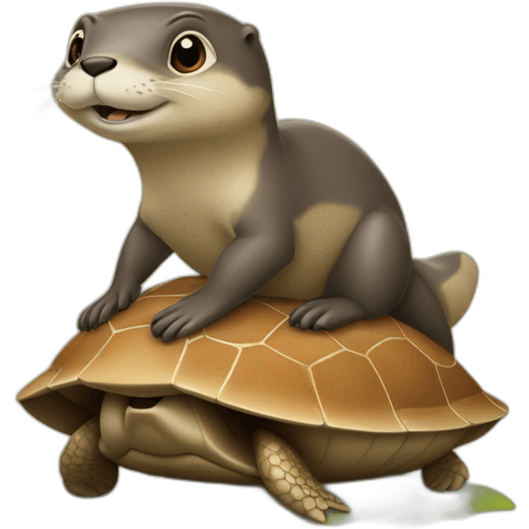 une loutre sur une tortue emoji