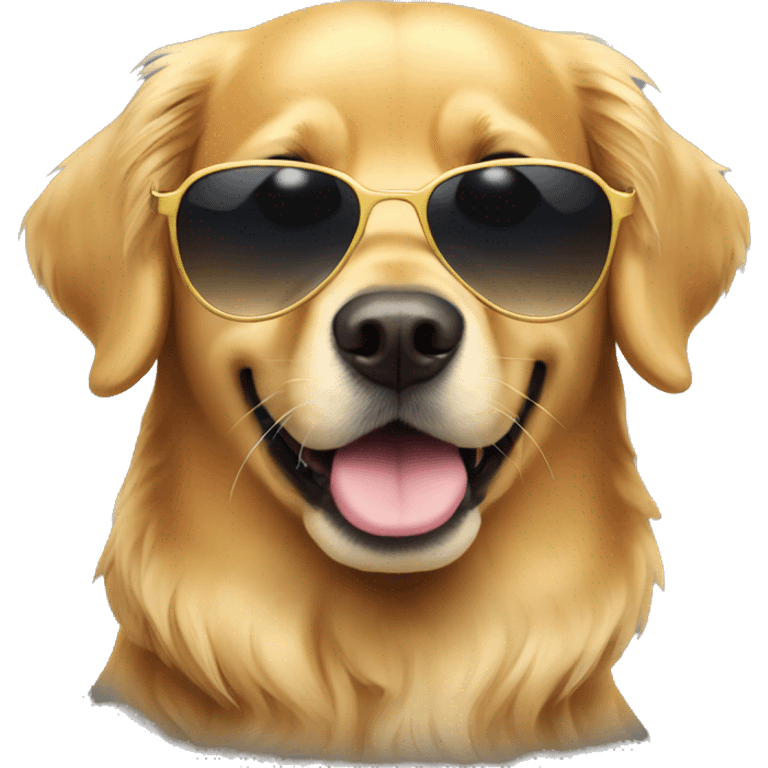 Golden retriever with sunglasses emoji