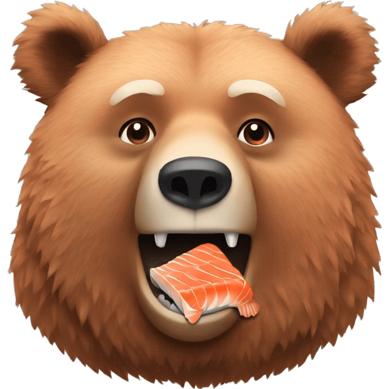 Grizzly bear eating salmon emoji