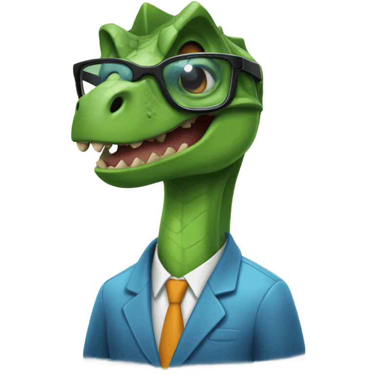 Un dinosaurio con lentes emoji