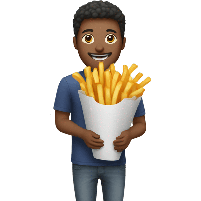 guy gifting french fries bouquet emoji