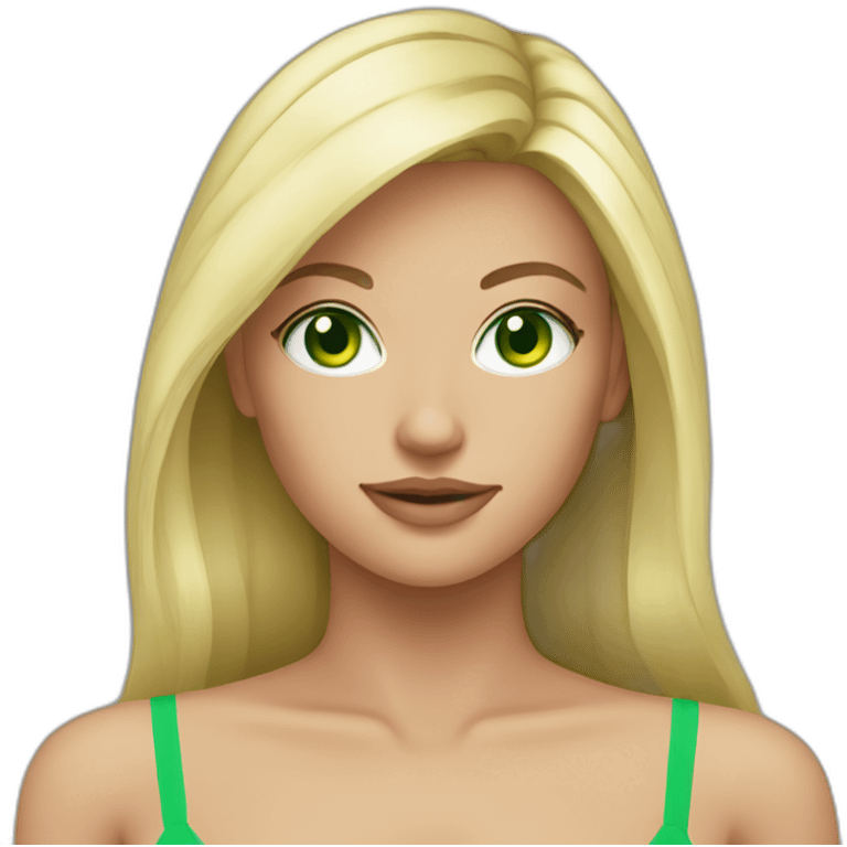 blond girl green eyes bikini emoji