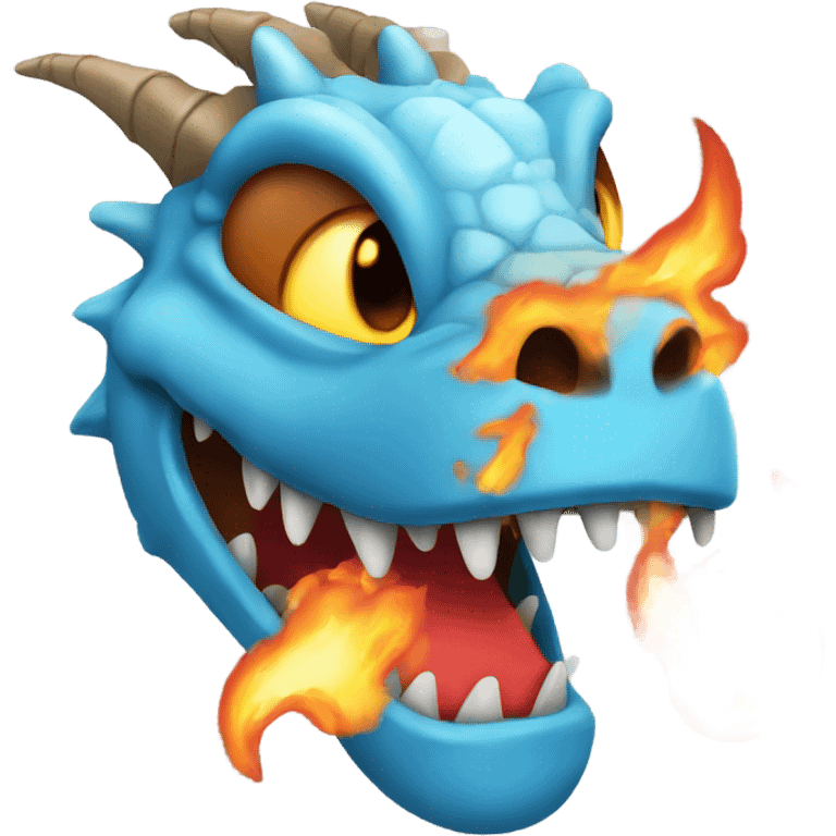 Dragon with fire and ice with braces emoji