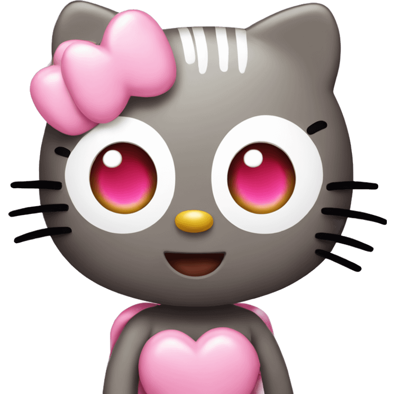 Hello kitty with pink heart eyes  emoji