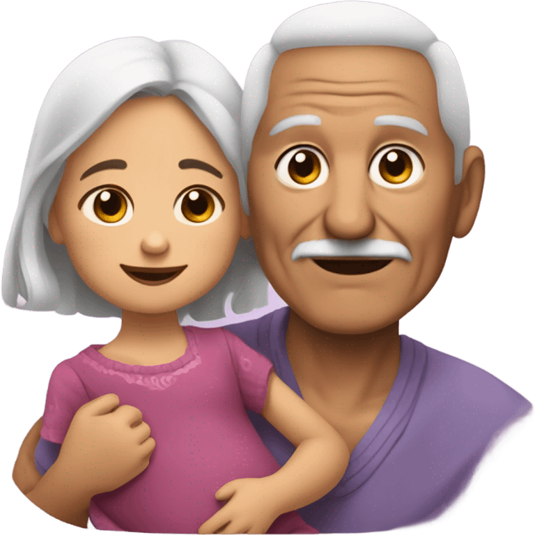 Very old Mexican man with grand daughter and great granddaughter baby emoji