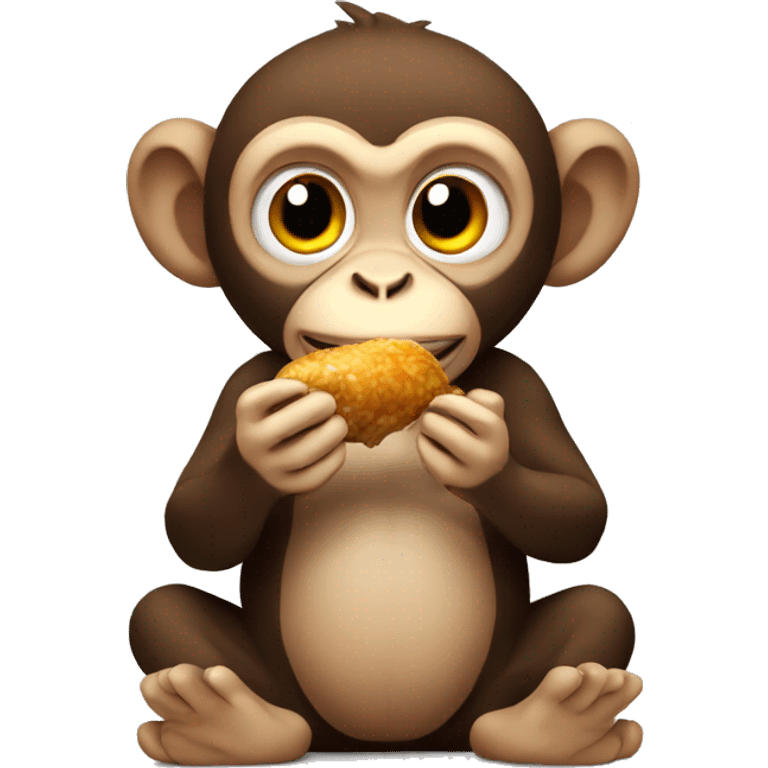 Monkey eating chicken emoji