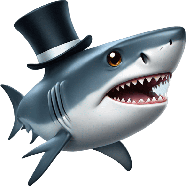 Shark with a top hat emoji