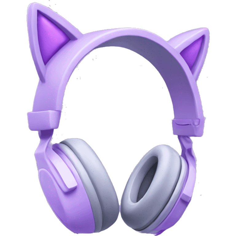 Pastel purple gaming headphones with cat ears emoji