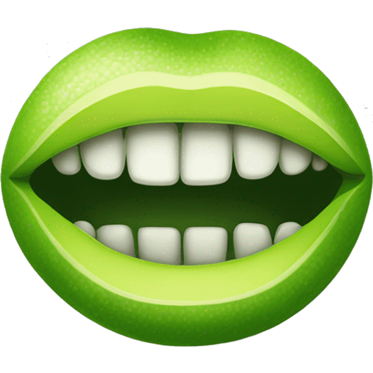 Mouth with green lips biting a lime emoji