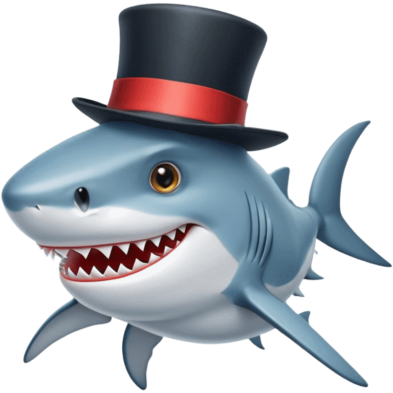 Shark with a top hat emoji