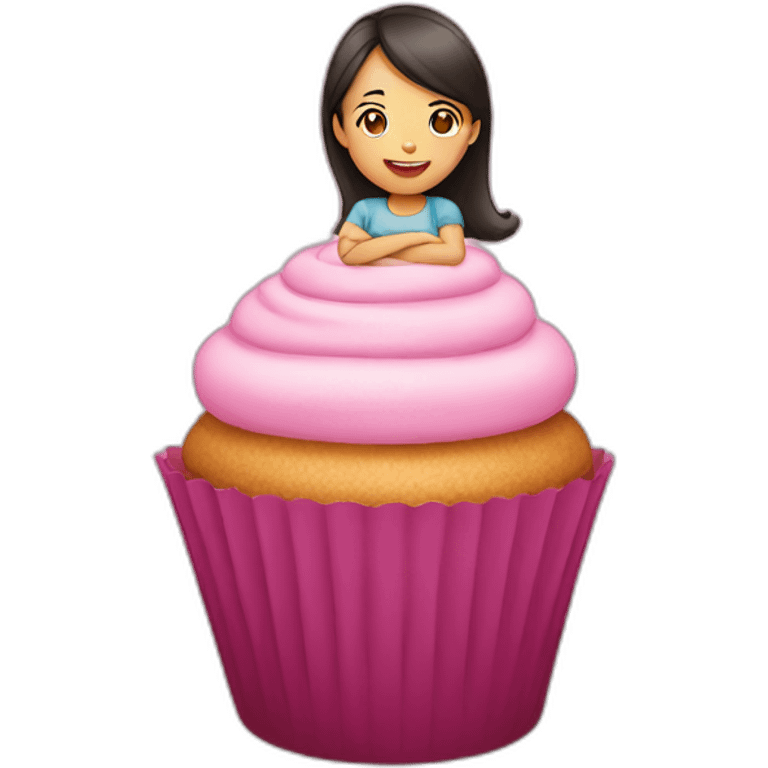 Asian female in a cupcake emoji