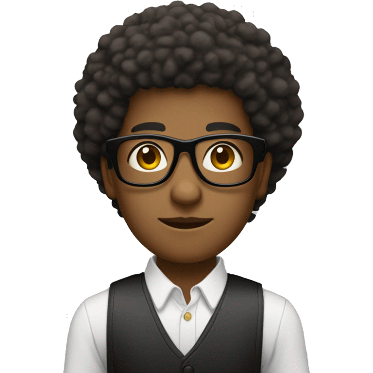 persona joven de color con afro pequeño y gafas emoji