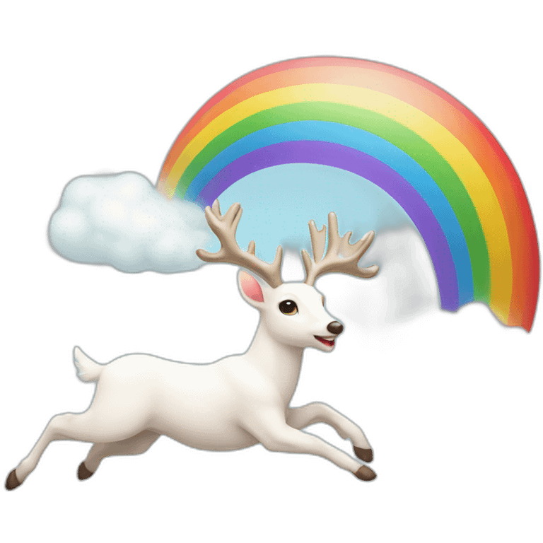 white deer flying with rainbow emoji