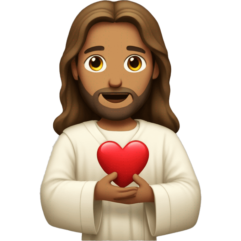 Jesus with hands out holding heart emoji