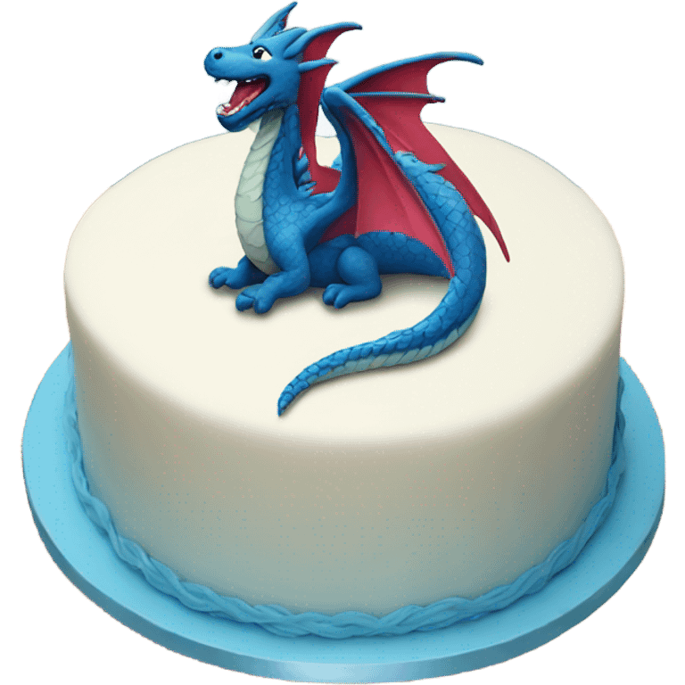 Cake with a blue dragon emoji