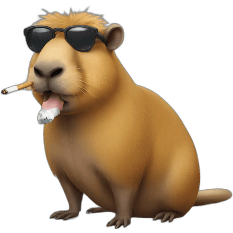 Capybara with cigarette and shades emoji