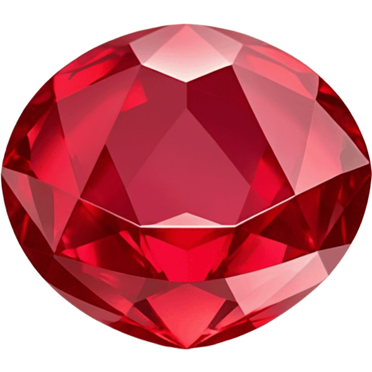 Cinematic Realistic Ruby Emoji, Deep and rich, with a smooth, polished surface gleaming in brilliant red, the facets catching light and casting fiery reflections. The rich color seems to glow with an inner warmth, while a soft, subtle shimmer highlights the edges. Soft glowing outline, capturing the essence of passionate beauty and timeless elegance in a precious ruby. emoji