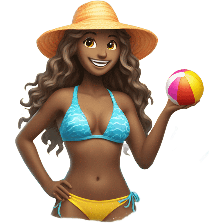 Cute beach girl emoji