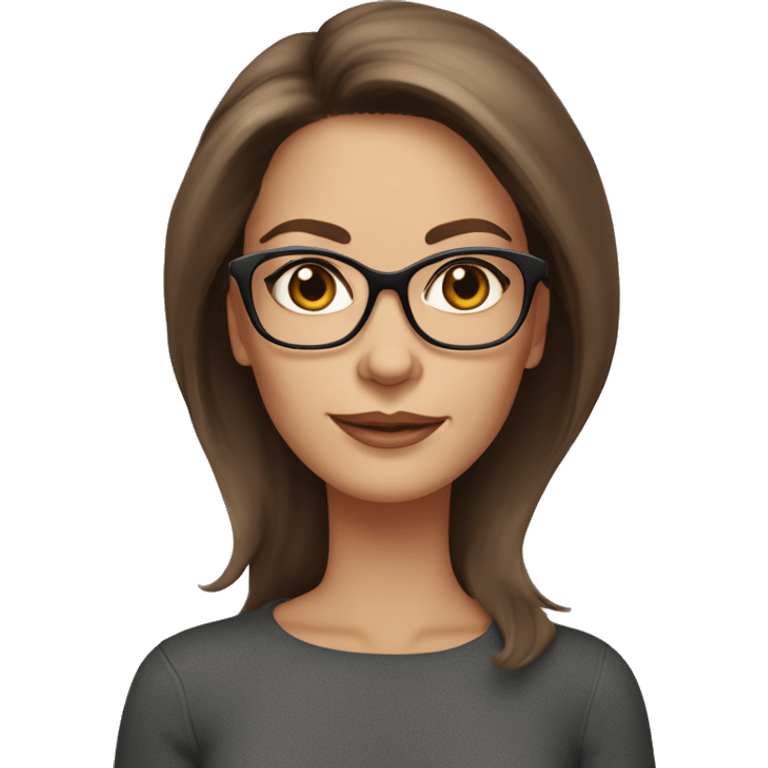 50 years old girl
long brown hair with straight styling
light skin small
glasses with refined frame
Brown eyes with cat eye liner emoji