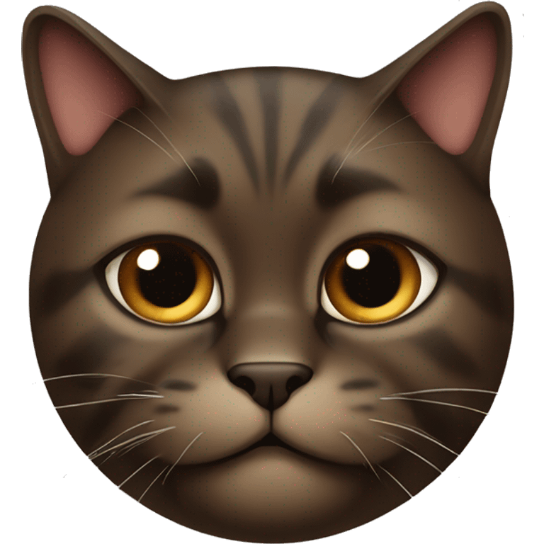 Dark-Brown-Fat-cat with a brown spot on the left eye to nose emoji