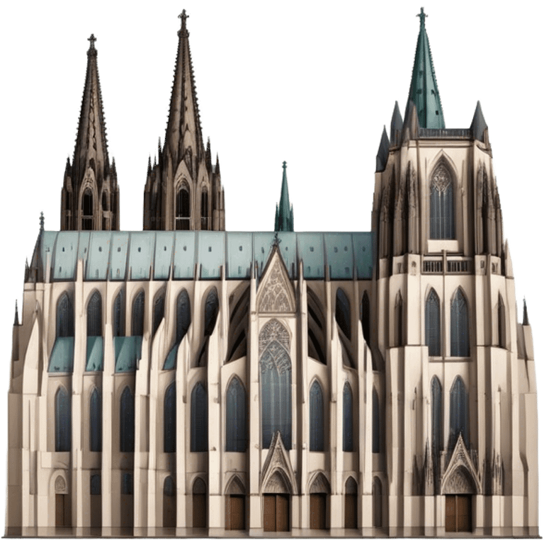 Cinematic Realistic Cologne Cathedral Landmark Emoji, showcasing Gothic architecture rendered with detailed stone textures and majestic, dynamic lighting. emoji