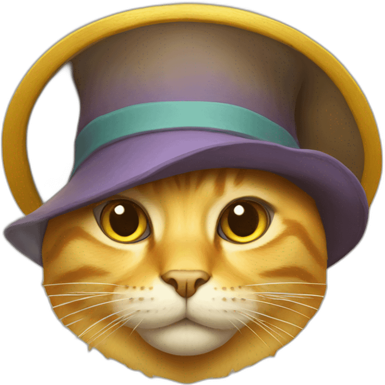 Yellow cat with big hat emoji