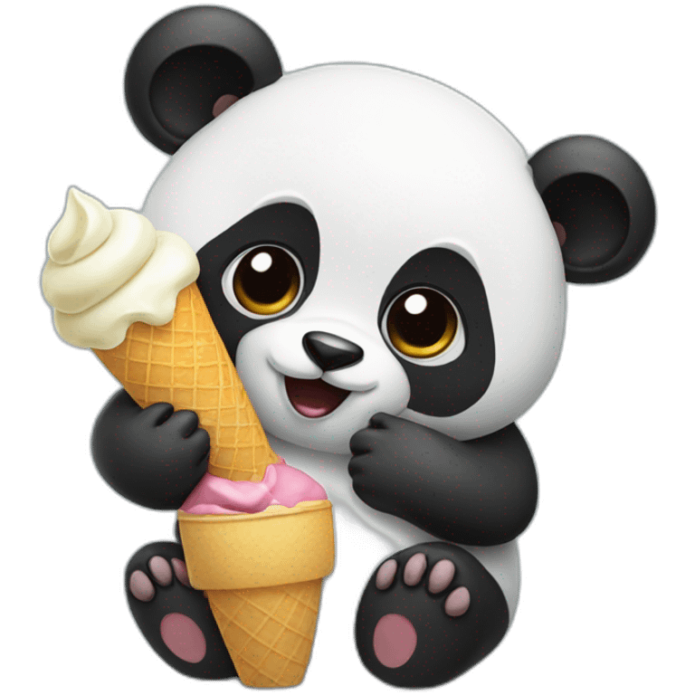 Panda eating ice cream emoji