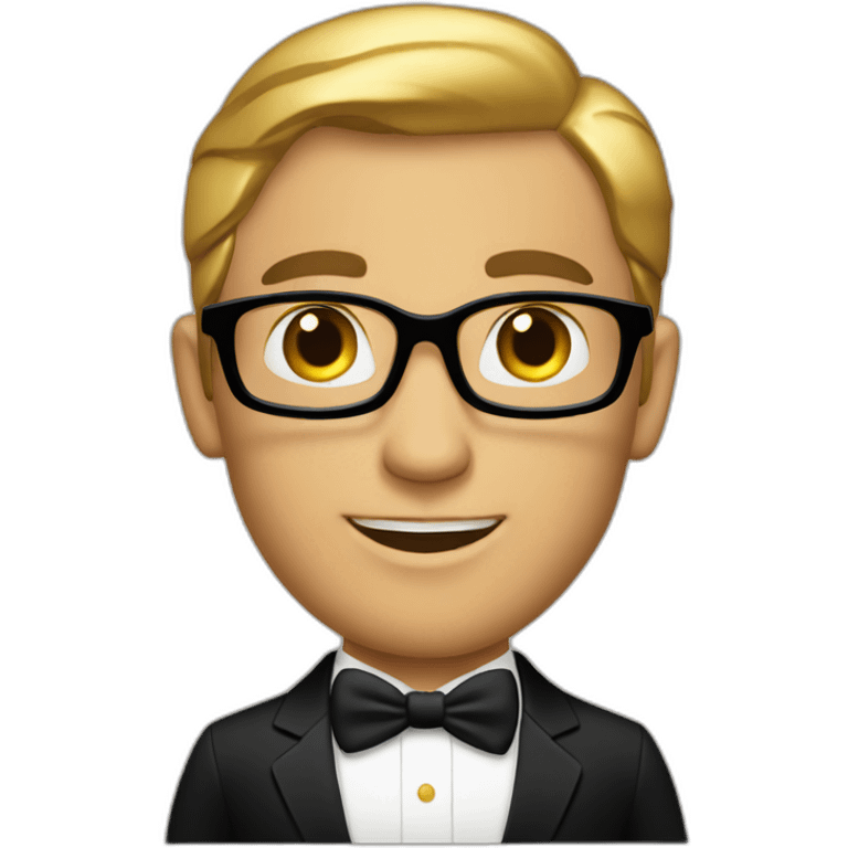 Posh-man-with-black-suit-holding-gold emoji