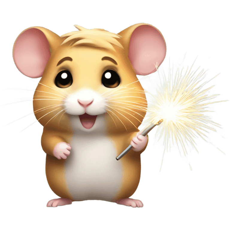 Christmas hamster with sparkler emoji