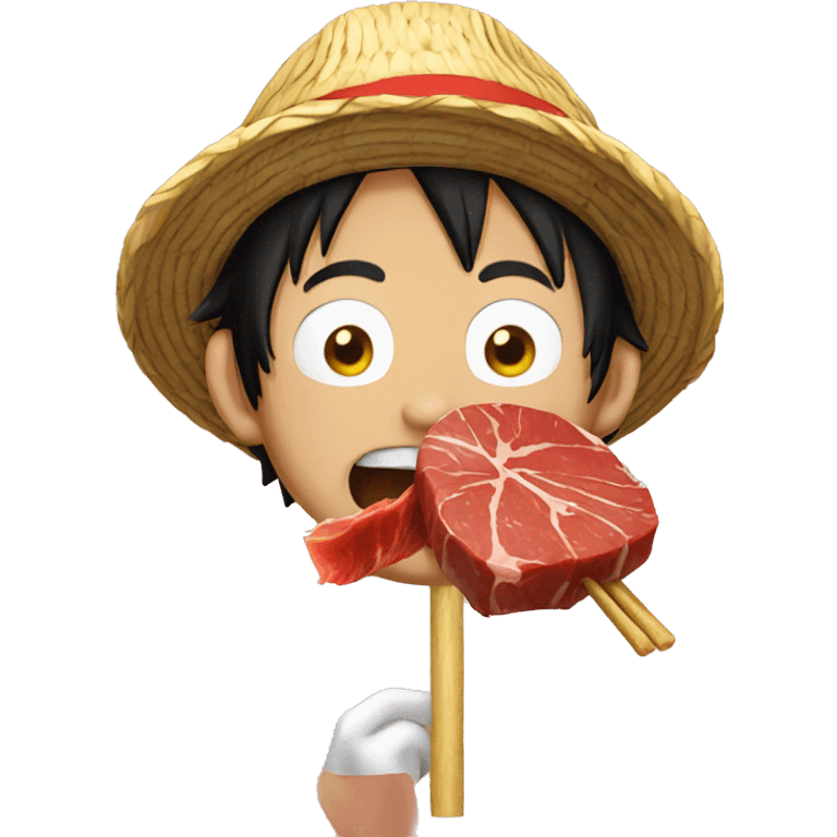 luffy eating his iconic meat on a stick emoji