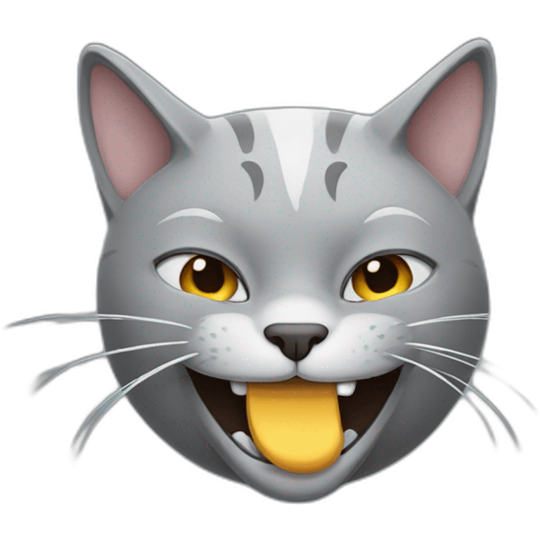 Grey cat vaping smile emoji