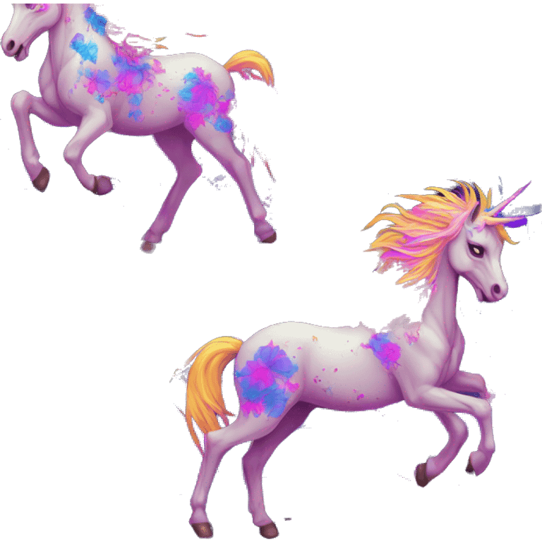 Zombie Pegasus unicorn psychedelic flowers floral groovy art neon rave raving emoji