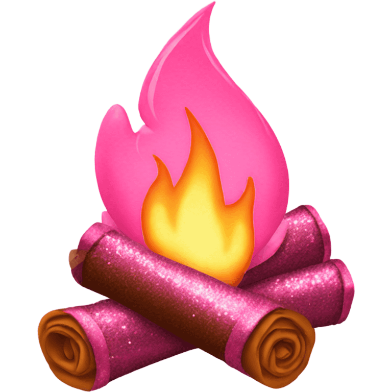 Rose pink campfire with glitter emoji