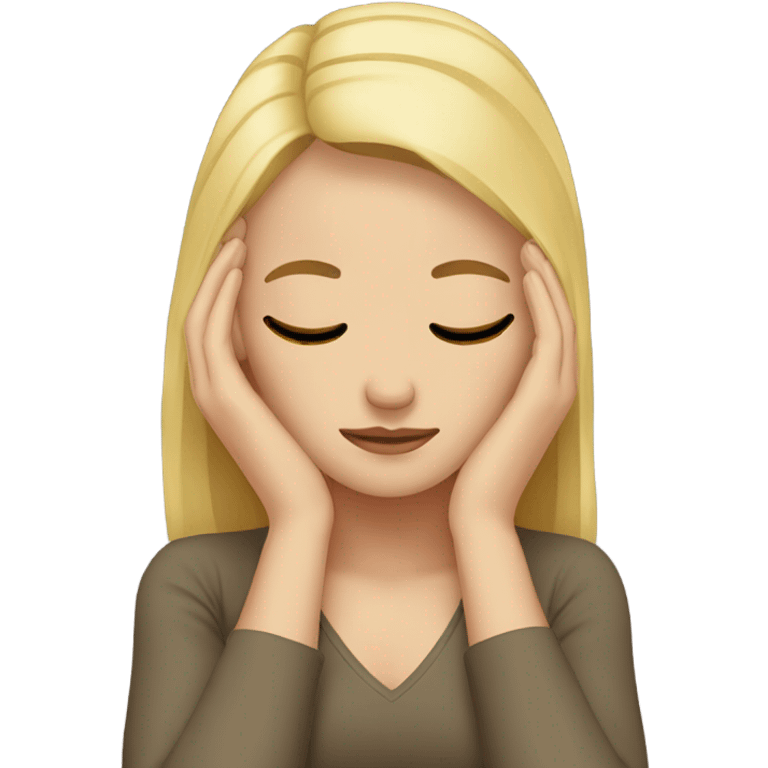 Blonde girl with headache hands on head  emoji