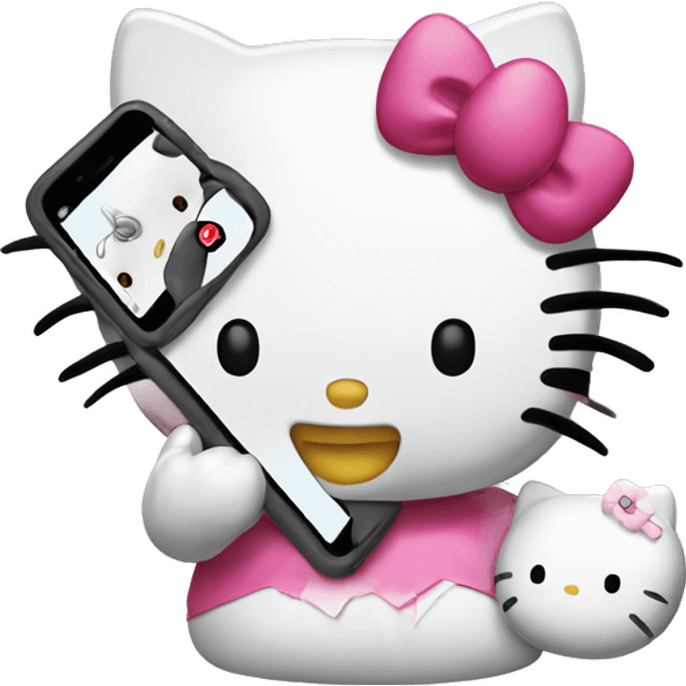 Hello kitty with an iphone emoji