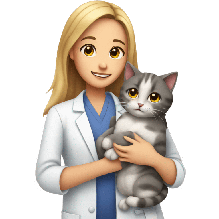 cat cuddles veterinarian girl emoji