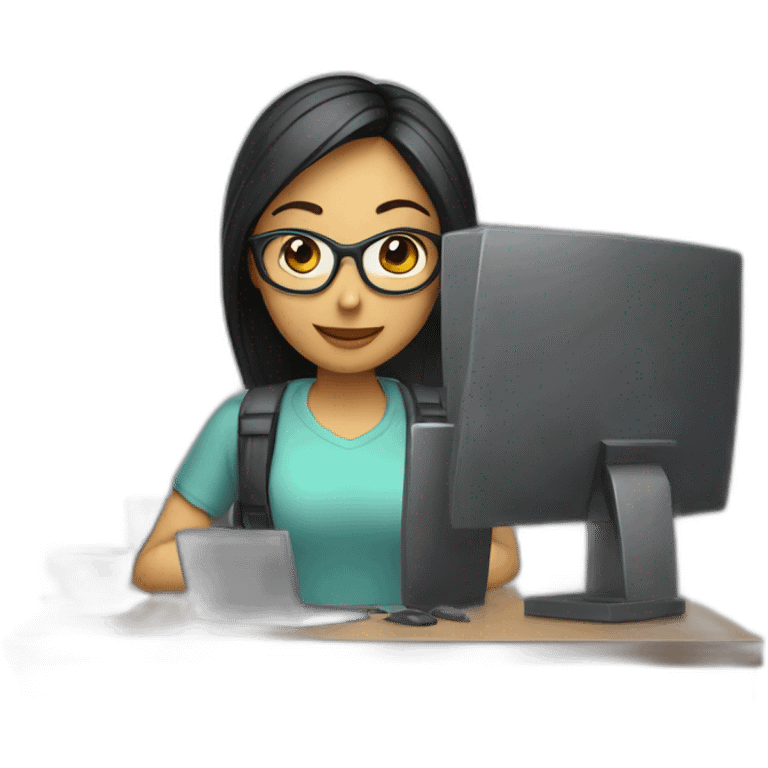 developer girl with monitor and laptop emoji