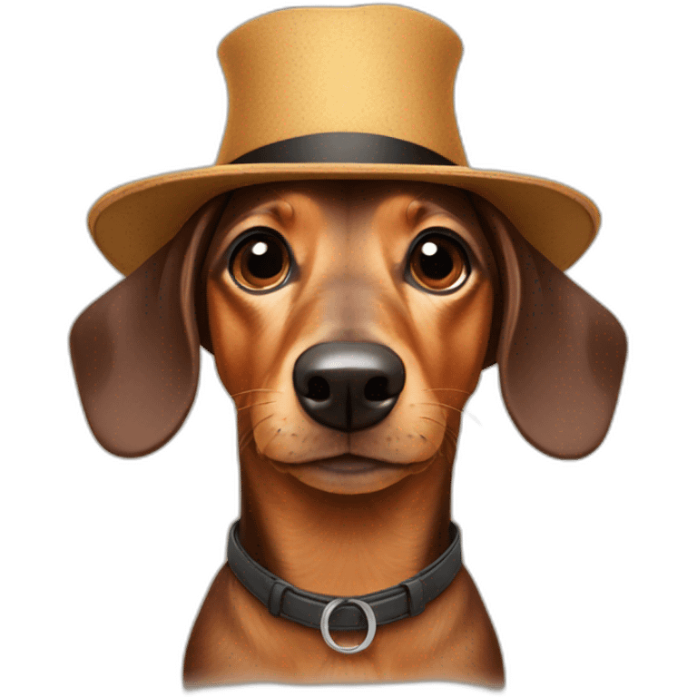 Dachshund dog with a hat emoji