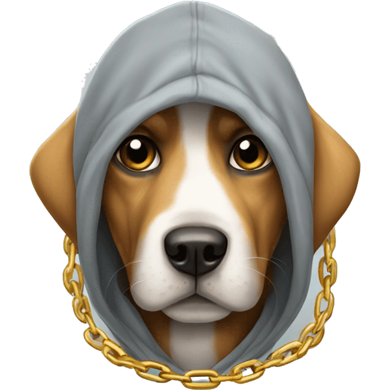 Dog with hoodie and chain emoji