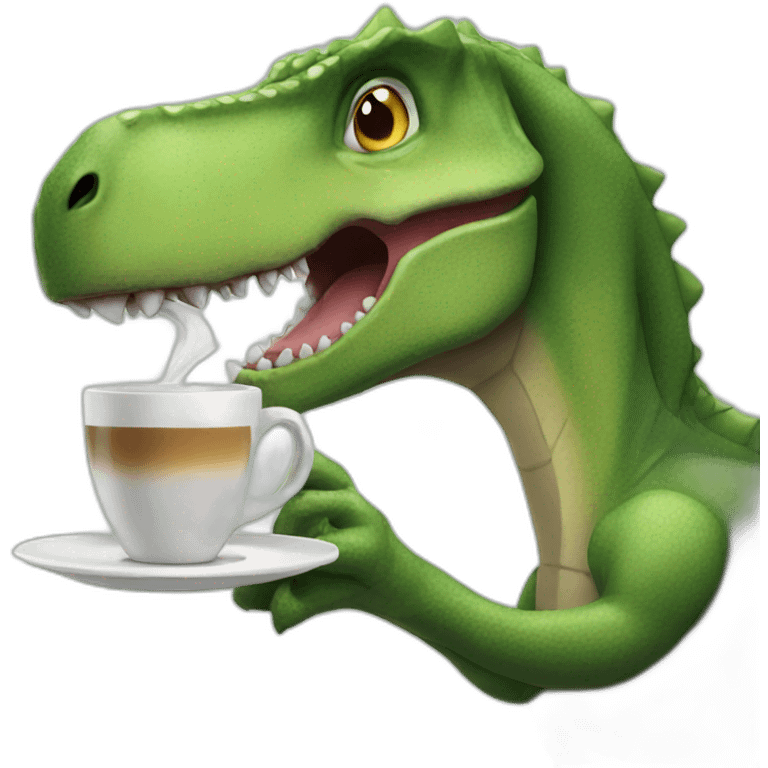 dinosaur drinking coffee emoji