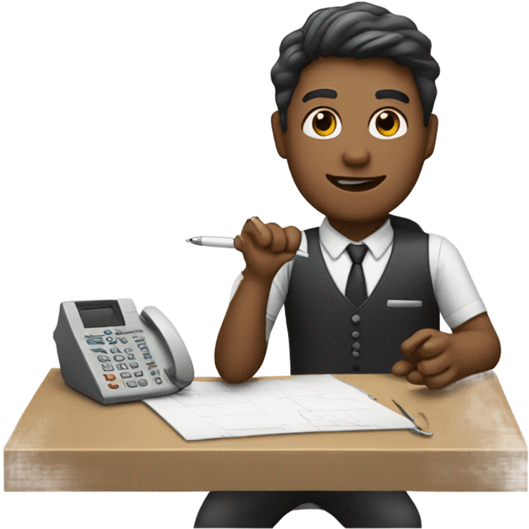 assistant with telephone and pen emoji