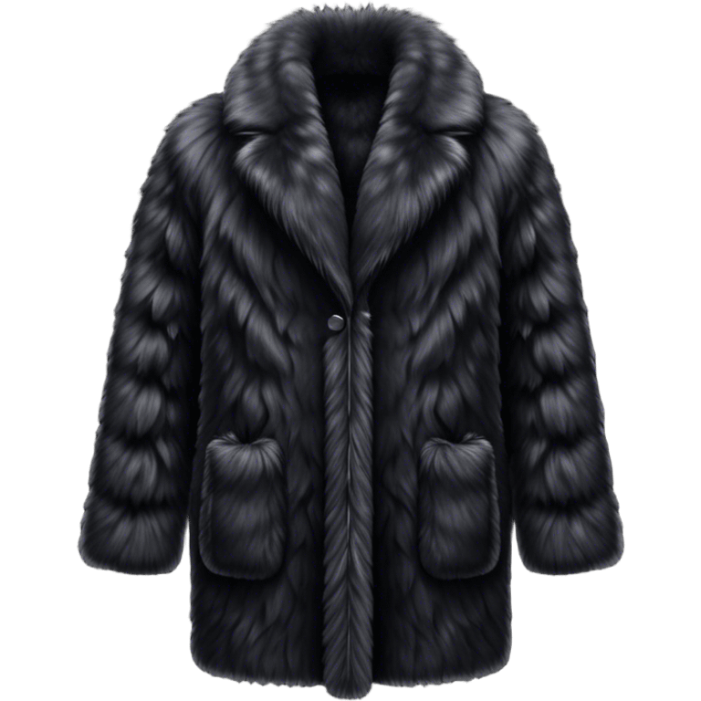 Fluffy black luxurious fur coat, realistic  emoji