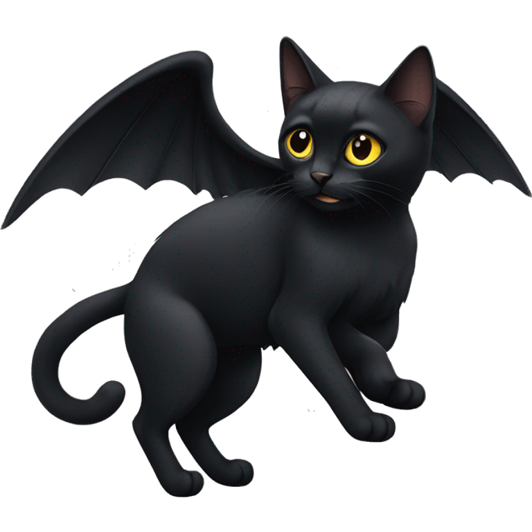 Black cat with black wings emoji