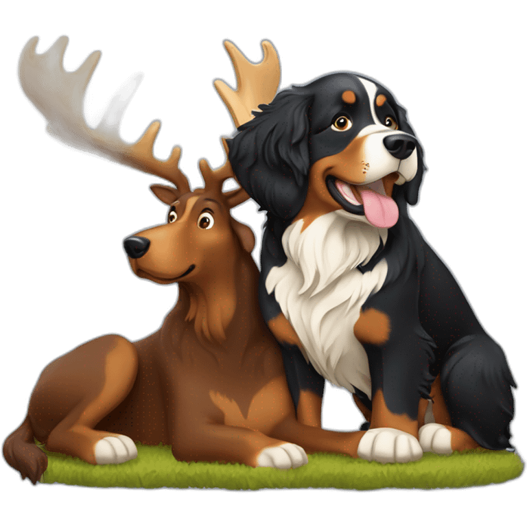 bernese mountain dog hunting moose emoji